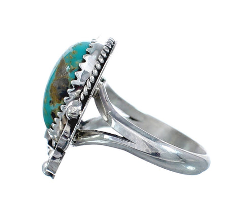 Turquoise Sterling Silver Navajo Leaf Ring Size 6 AX127753